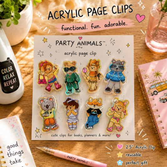 Party Animals Acrylic Character Page Clips