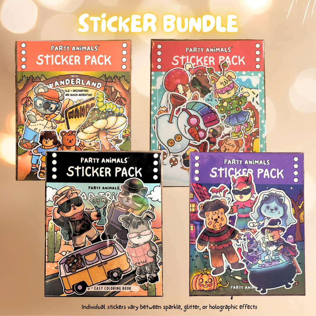 Party Animals Premium Holographic Sticker Packs