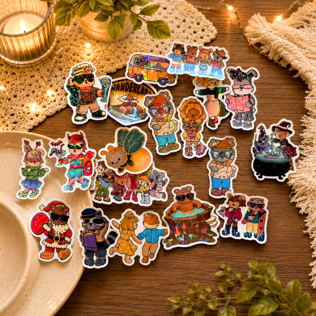 Party Animals Vinyl Holographic Economy Sticker Pack