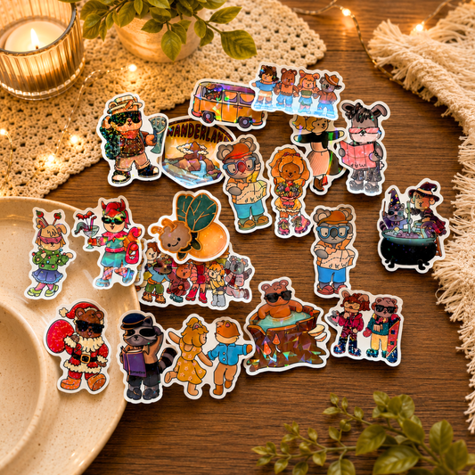 Party Animals Vinyl Holographic Economy Sticker Pack