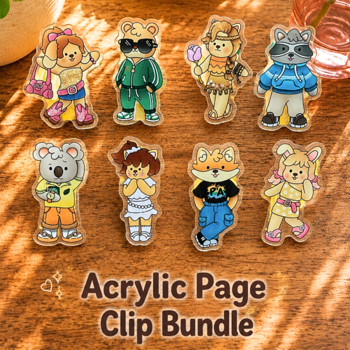 Party Animals Acrylic Character Page Clips