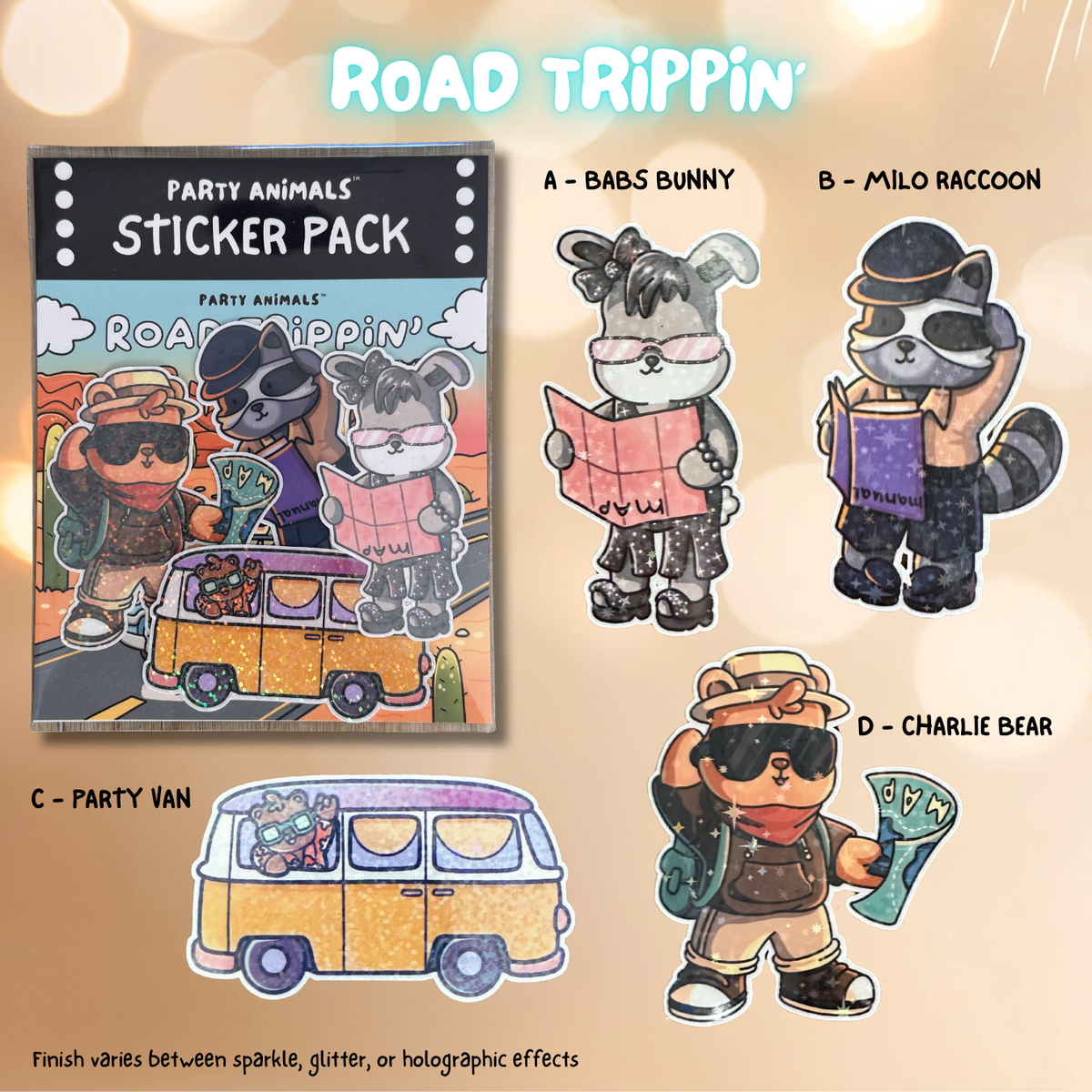 Party Animals Premium Holographic Sticker Packs