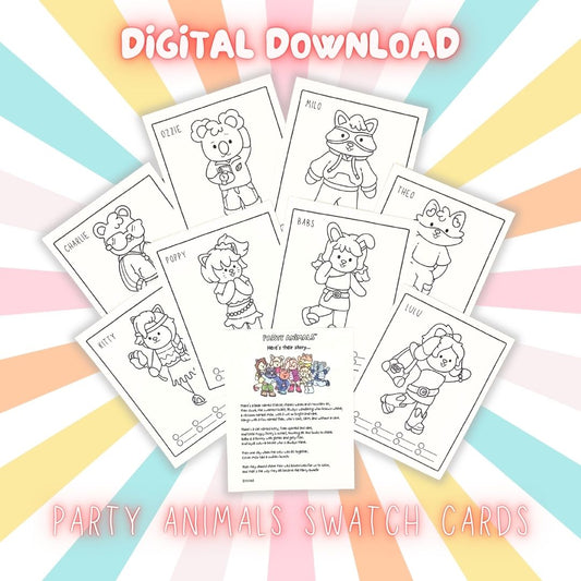 Party Animals Character Swatch Cards (Digital Download)