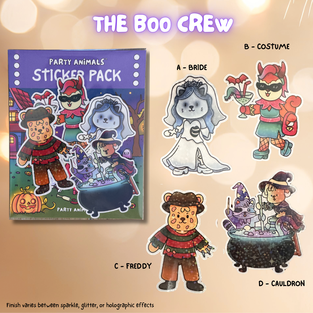 Party Animals Premium Holographic Sticker Packs