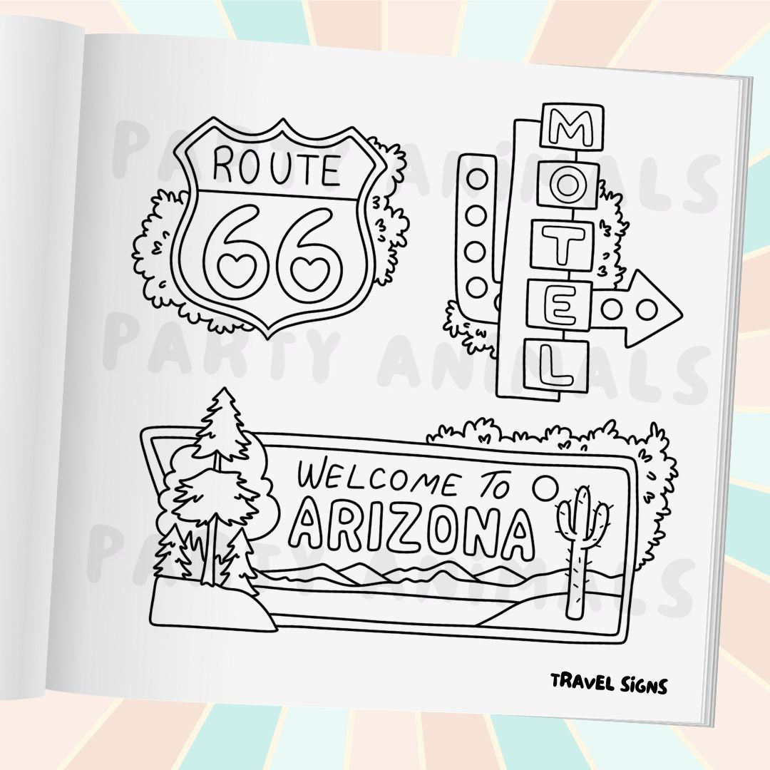 Road Trippin' Spiralbound Coloring Book
