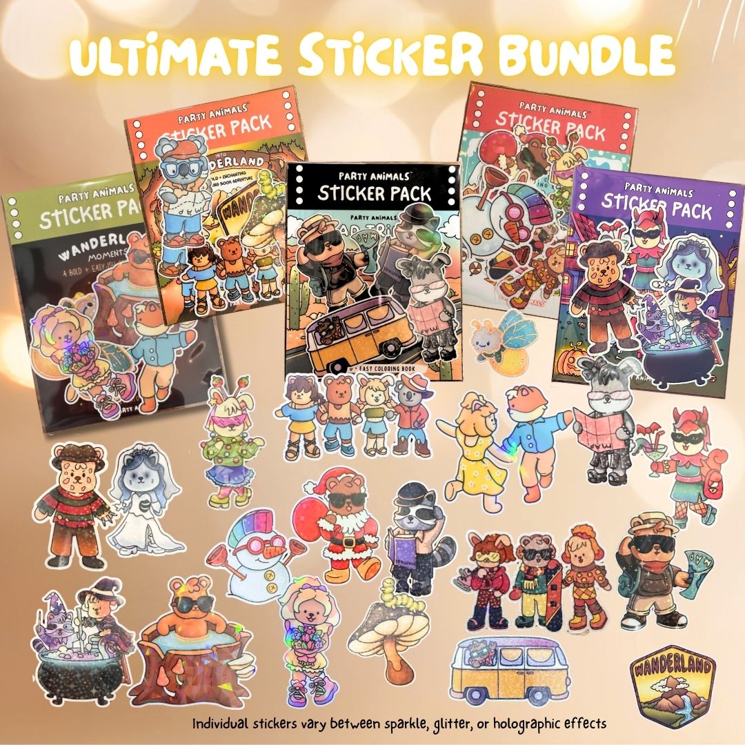 Party Animals Premium Holographic Sticker Packs